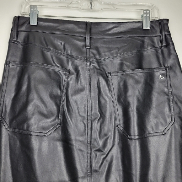 NWT Rag & Bone Sid Faux Leather Black Slit High Rise Skirt Size 28 - Picture 10 of 14